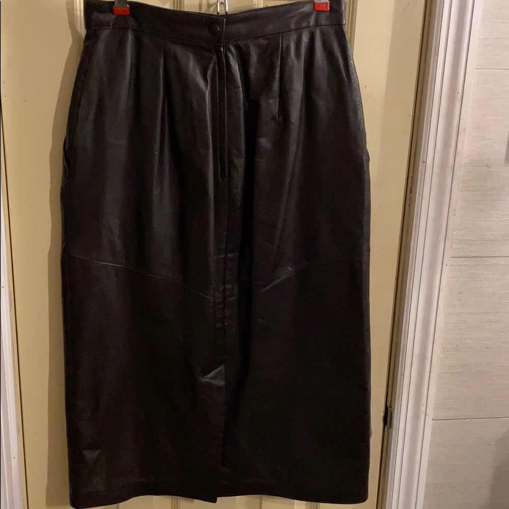 Lord & Taylor Lined Leather Skirt